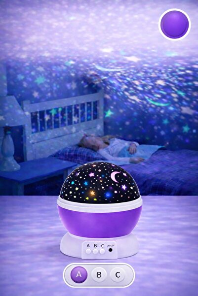 TeknoEser Yıldızlı Gökyüzü Projektörü | 360° Döner | Çocuk & Bebek Odası Gece...