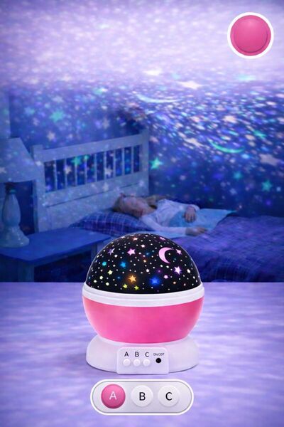 TeknoEser Yıldızlı Gökyüzü Projektörü | 360° Döner | Çocuk & Bebek Odası Gece...