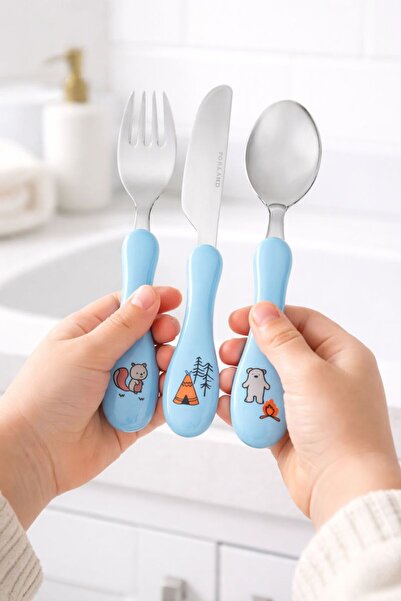 Porland Forest Kids 3-Piece Children's Fork Spoon Knife Set – Stainless Steel...