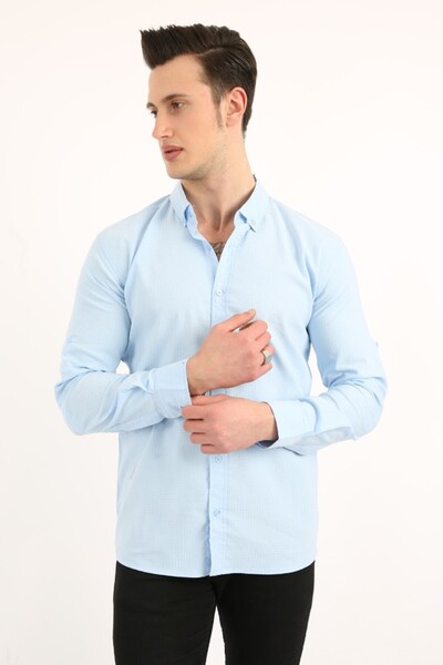 buğrahayalin Men's Casual Argyle Pattern Stretch Fabric Shirt