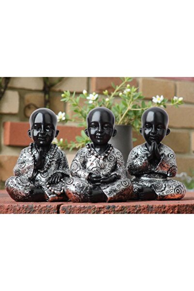 ELSELİFE Namaste Yapan Bilge Keşişler 3’lü Buda Heykeli Biblo | Yoga Meditasy...