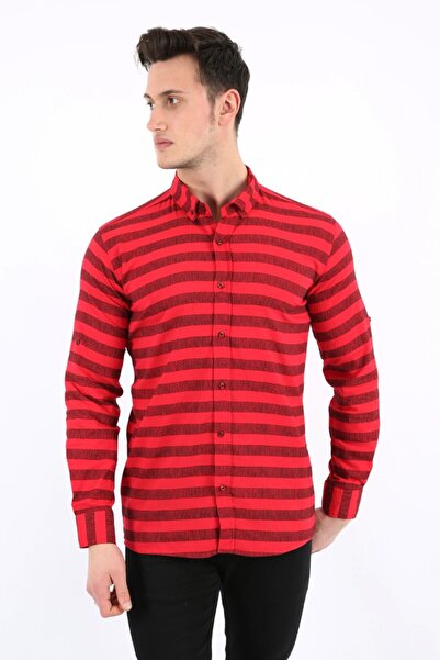 buğrahayalin Men's Casual Striped Full Stretch Fabric Shirt