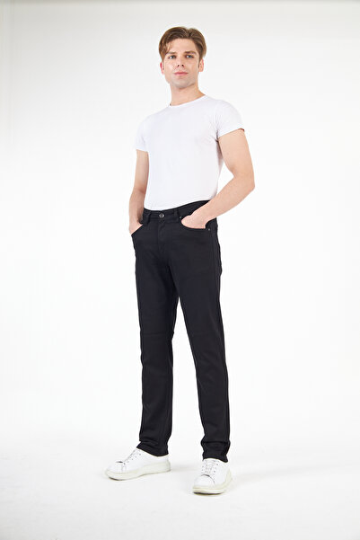 Regular Fit (Düz Paça) Solmayan Siyah Erkek Kot Pantolon