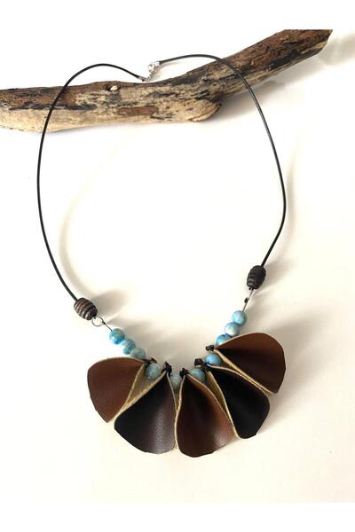 Canan Design Bohemian Authentic Faux Leather, Beaded Style Necklace