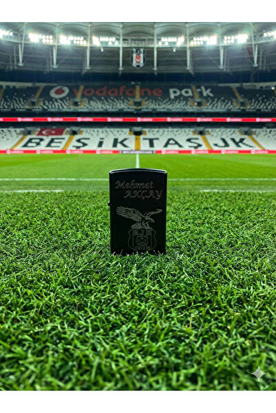 ForgeBox Kişiye Özel İsim Yazılı Beşiktaş Logolu Siyah Metal Çakmak - Kara Ka...