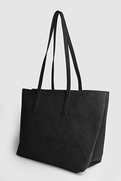 Store حقيبة كتف نسائية كبيرة الحجم من جلد الغزال من كاتي