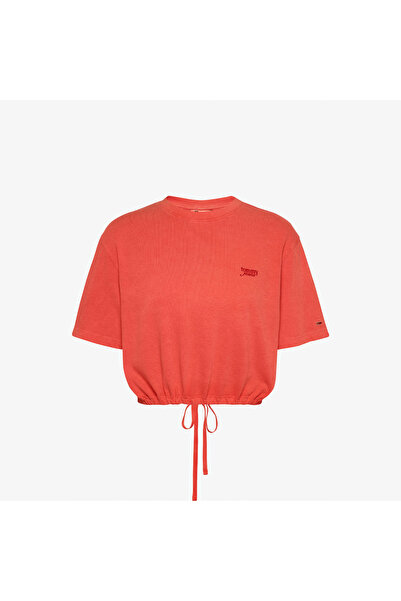 Tommy Hilfiger Tommy Jeans Cropped Gmd Script Open Back Kadın Turuncu T-Shirt