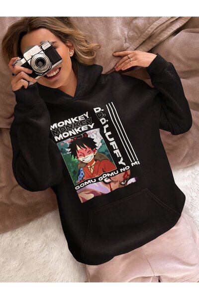 SEVBANO هودي مونكي دي لوفي مطبوع للجنسين قصة فضفاضة من شخصيات أنمي ون بيس