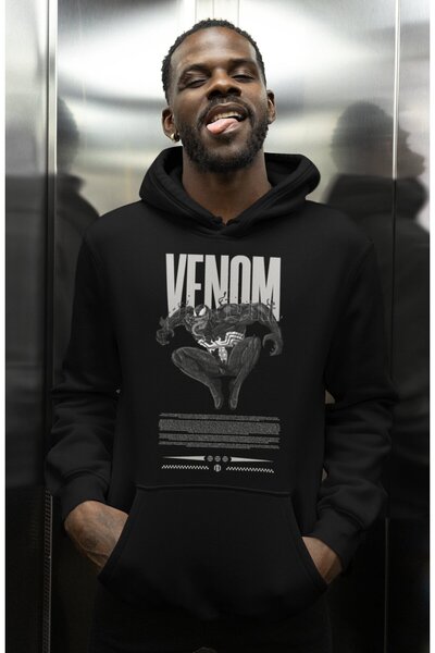 SEVBANO هودي بتصميم فينوم مطبوع للجنسين قصة فضفاضة بشخصية من الأفلام