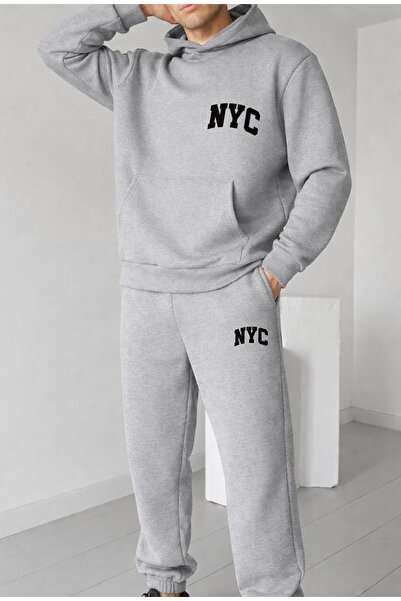 FUFLUNS N Y C Printed Unisex Men/Women Hooded Oversize Bottom/Top Tracksuit Set