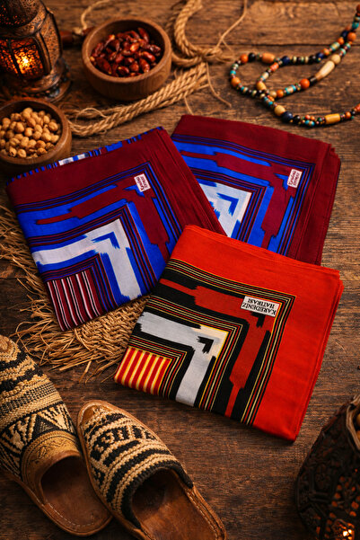 seymenbıçakçılık Set of 3 Regional Patterned Scarves |   2 Pieces Burgundy Bl...