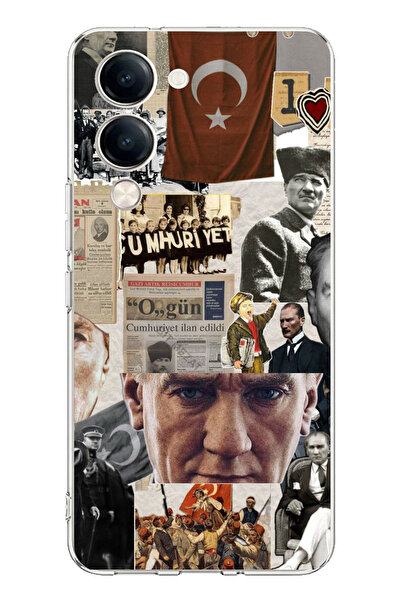 TechTree Vivo Y04 Compatible Atatürk Republican Collage Printed Silicone Case