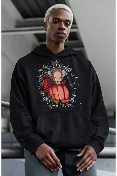SEVBANO Hanorac cu glugă oversize unisex cu imprimeu Saitama One Punch Man
