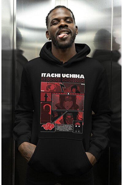 SEVBANO Hanorac unisex supradimensionat cu imprimeu Itachi Uchiha, cu persona...