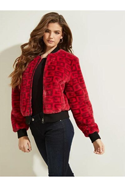 Guess Geaca din blana artificiala, Rosu, W0RL48RV441