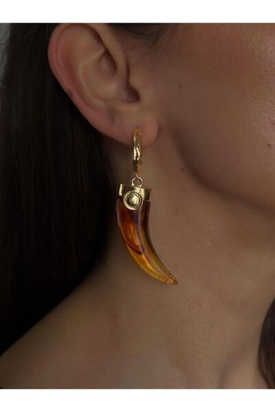 Luseda أقراط على شكل أسنان بلون العنبر