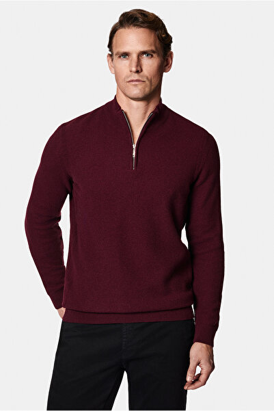 Abdullah Kiğılı Half Turtleneck Regular Fit Wool Patterned Zippered Knitwear ...