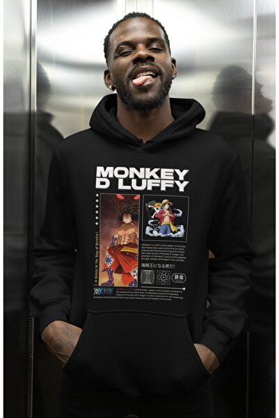 SEVBANO هودي بتصميم مونكي دي لوفي مطبوع للجنسين قصة فضفاضة بشخصية أنمي