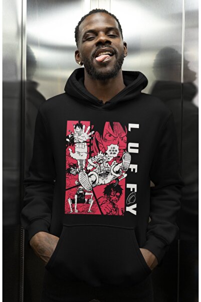 SEVBANO هودي مونكي دي لوفي ون بيس مطبوع للجنسين قصة فضفاضة بشخصية أنمي