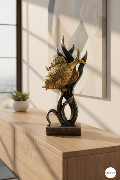 Dekoromi Dekoratif Kaideli Sevimli Balık (28x14cm) Dekorasyon ve Hediyelik Bi...