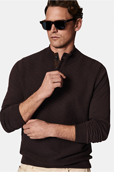 Abdullah Kiğılı Half Turtleneck Regular Fit Patterned Cotton Wool Knitwear Sw...