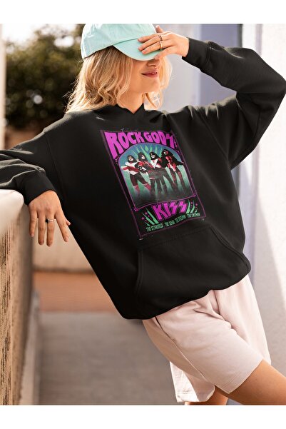 SEVBANO هوديي فرقة موسيقية من Kiss Rock Gods Metal مطبوع للجنسين قصة فضفاضة