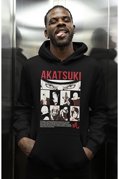 SEVBANO Hanorac unisex supradimensionat cu imprimeu Akatsuki Naruto, cu perso...