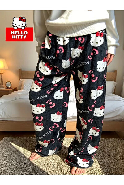 nomely Harajuku Hello Kitty Peluş Halloween Baskılı Unisex Oversize Bol Paça ...