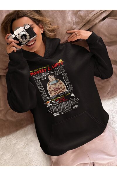 SEVBANO Φούτερ με κουκούλα με στάμπα Monkey D. Luffy, Unisex, Oversize, με χα...