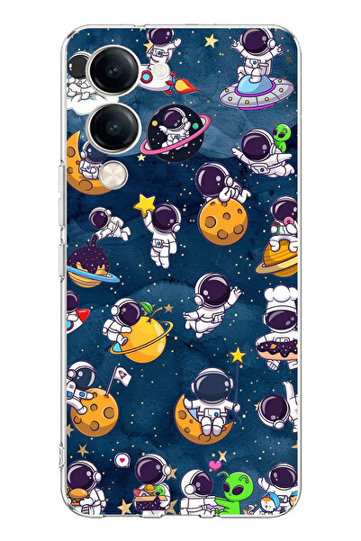 TechTree Vivo Y04 Compatible Little Astronauts in Space Printed Silicone Case