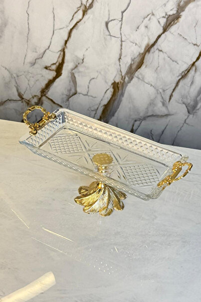 MAY HOME Ayaklı Kulplu Servislik & Kurabiyelik İkramlık Cam Sunumluk