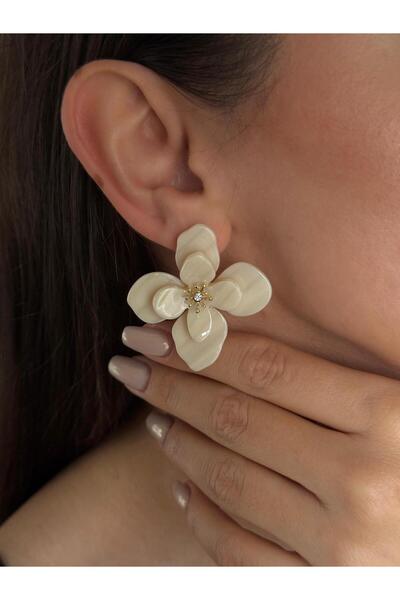 Luseda زهرة بيضاء الأقراط مفصلة