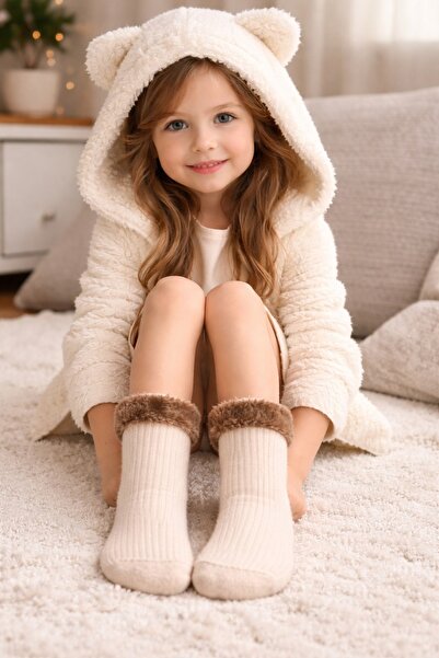 gigigiyim Bilekleri Kürklü Kız Çocuk Havlu Termal Çorap