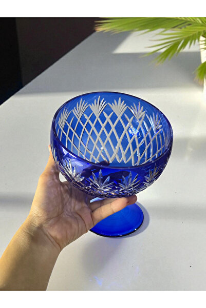 Glowvera وعاء زجاجي كريستالي ملون بقاعدة بقطر 15 سم