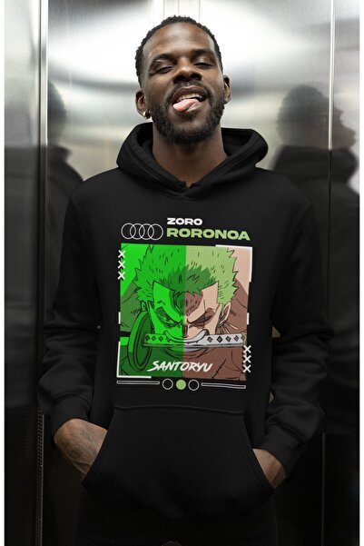 SEVBANO هودي زورو رورونوا سانتوريو ون بيس مطبوع للجنسين قصة فضفاضة بشخصية أنمي