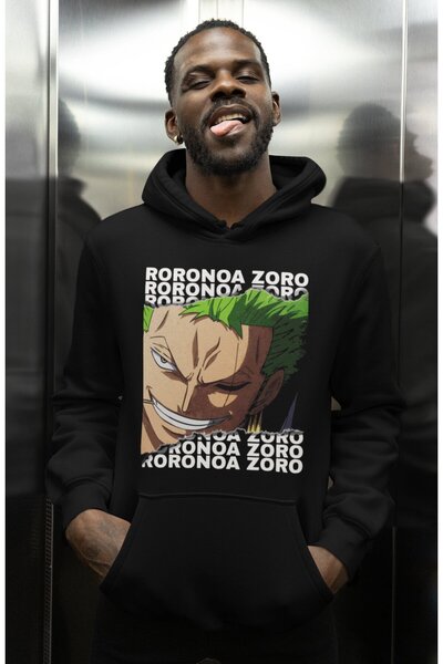 SEVBANO هودي رورونوا زورو مطبوع للجنسين قصة فضفاضة من شخصيات أنمي ون بيس