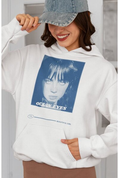 SEVBANO هودي مغني بيلي إيليش أوشن آيز مطبوع للجنسين قصة فضفاضة