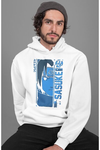 SEVBANO Hanorac unisex supradimensionat cu imprimeu Sasuke Uchiha Naruto Anime