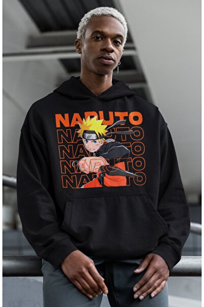SEVBANO Hanorac unisex supradimensionat cu imprimeu Naruto Uzumaki, cu person...
