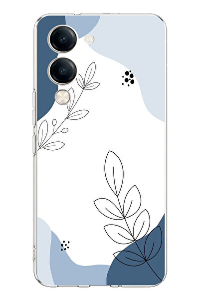 TechTree حافظة سيليكون متوافقة مع هاتف Vivo Y04 ذات أشكال هادئة زرقاء وخطوط ن...