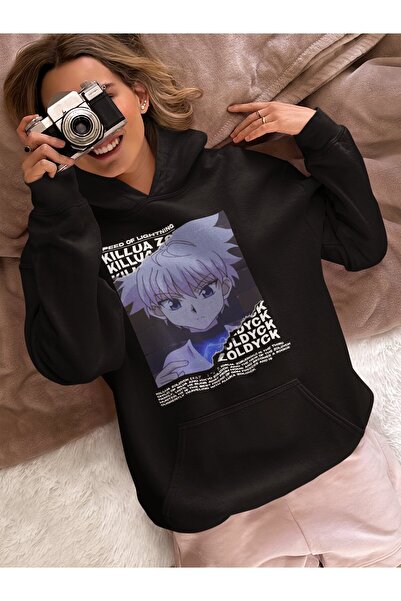 SEVBANO هودي كيلوا زولديك هنتر إكس هنتر مطبوع للجنسين قصة فضفاضة بشخصية أنمي