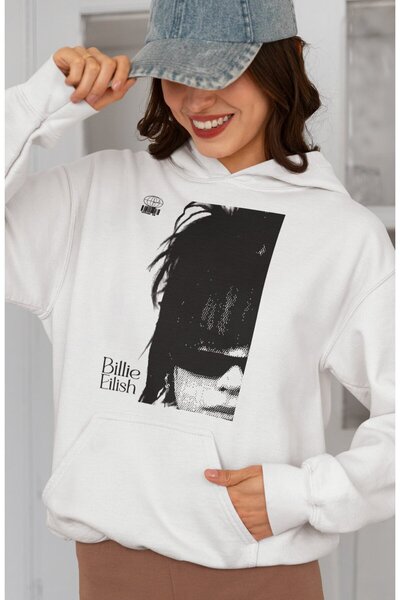 SEVBANO سترة بقلنسوة مطبوعة للجنسين من Billie Eilish