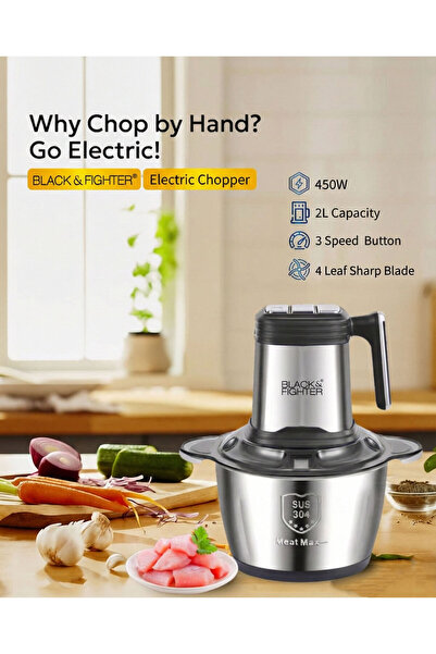 Black & Fighter 2L Electric Food Chopper 450W BF5502 Bowl 3 Speed