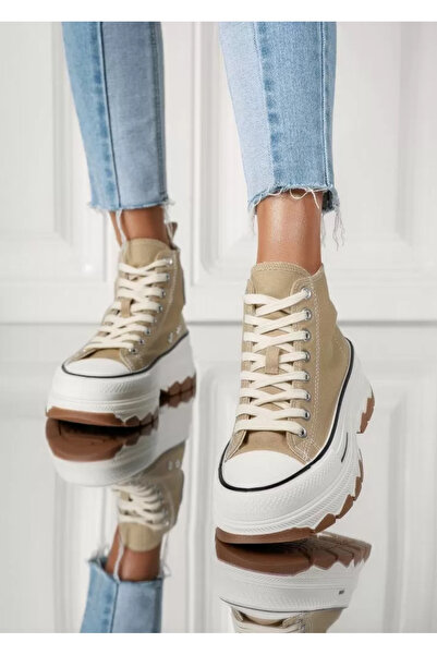 Zaira Women's khaki textile sneakers Seline #24186 - 40