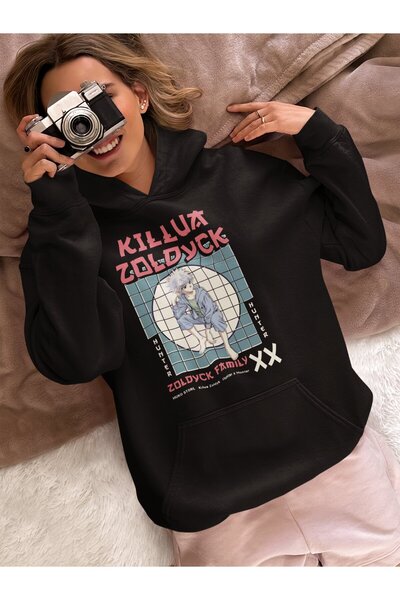 SEVBANO هودي كيلوا زولديك هنتر إكس هنتر مطبوع للجنسين قصة فضفاضة بشخصية أنمي