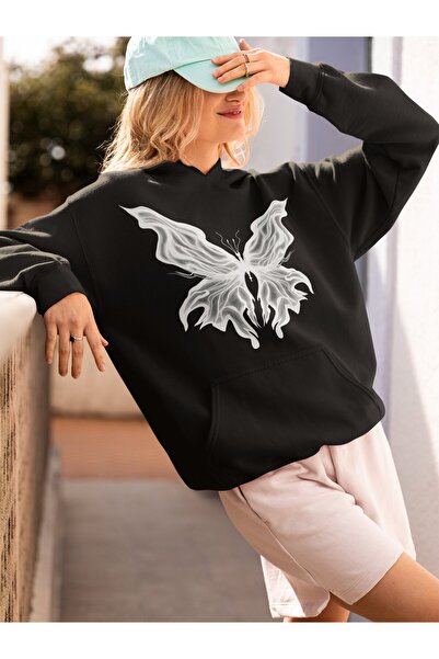 SEVBANO هودي مغني قصة فضفاضة للجنسين بتصميم بيلي إيليش على شكل فراشة مطبوع