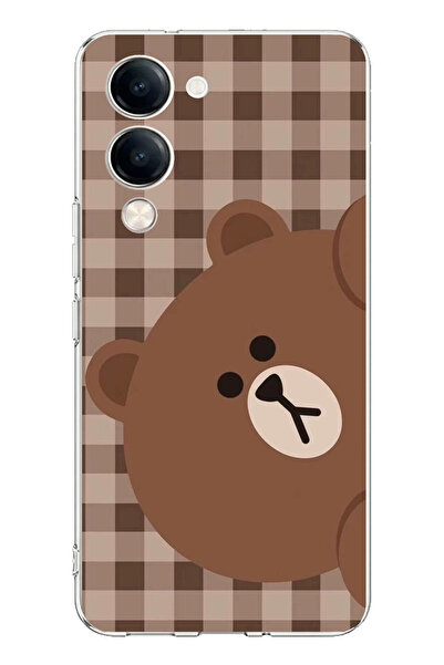 TechTree حافظة سيليكون مطبوع متوافقة مع تصميم الدب البني من Vivo Y04