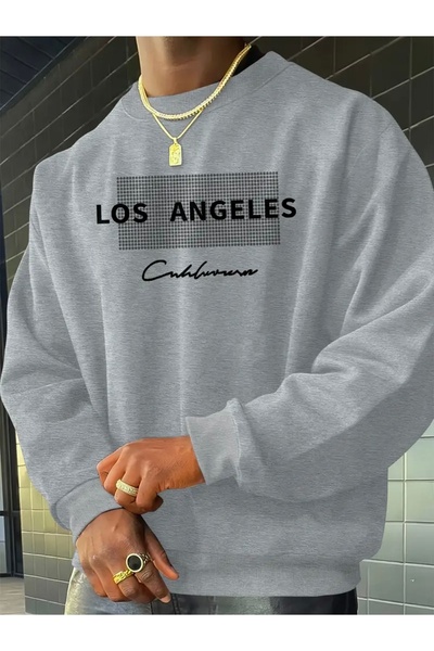 FUFLUNS Los Angeles California Printed Oversize Unisex Women/Men Crop Sweatshirt