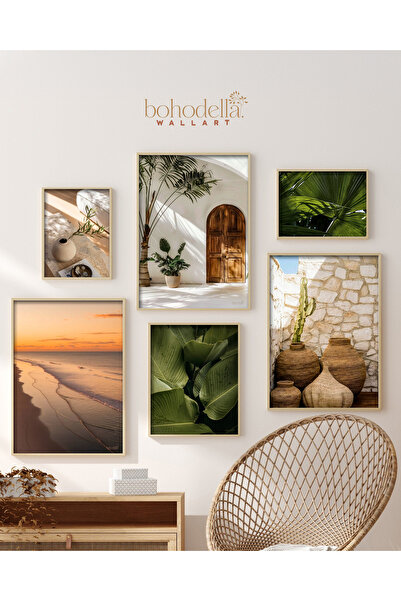 Bohodella Ahşap Çerçeveli 6 Parça Bohem Tablo Seti
