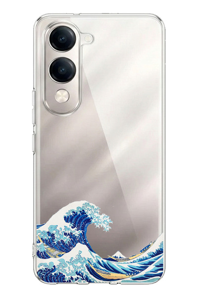 TechTree حافظة سيليكون مطبوع متوافقة مع هاتف Vivo Y04 بتصميم موجة كاناغاوا أو...